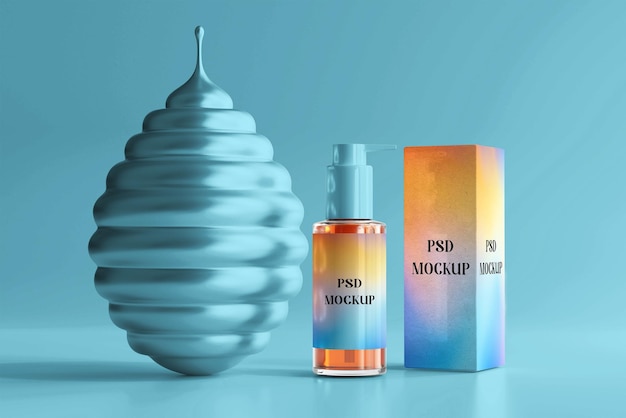 PSD Spray Bottle and box mockup editable background