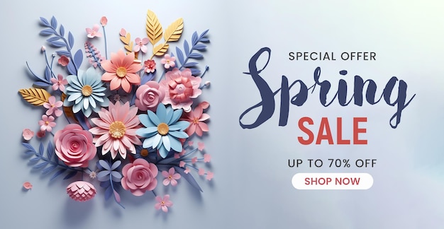 PSD Spring poster banner discount sale