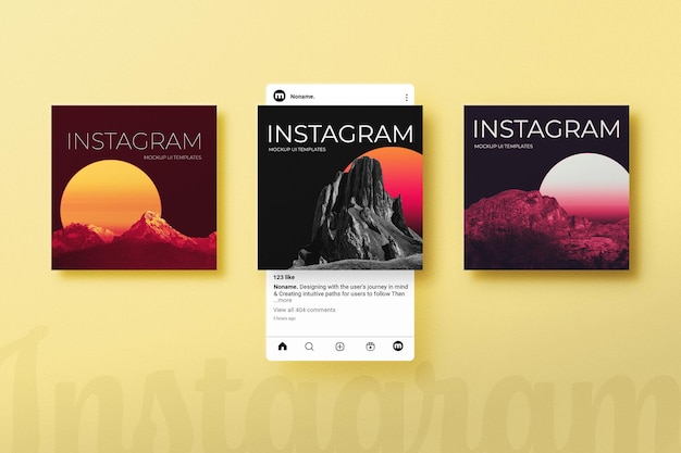 PSD Square Branding Instagram UI Mockup Template Design