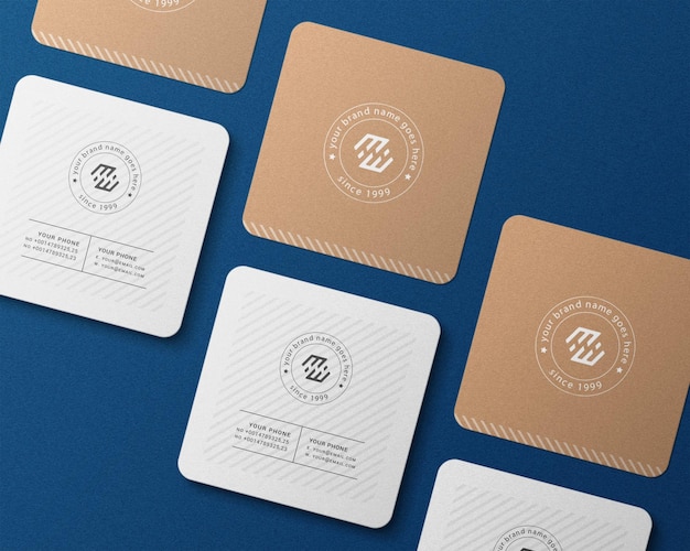 PSD square business card mockup