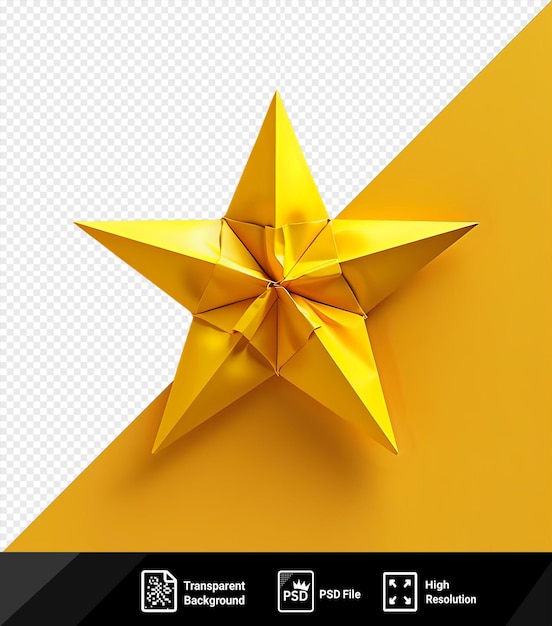 psd star shaped origami on a yellow background png