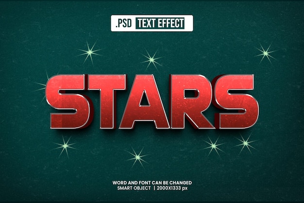 PSD Stars 3D Text Effect Editable