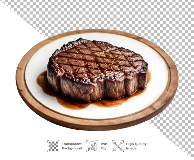 PSD psd a steak on a wooden plate