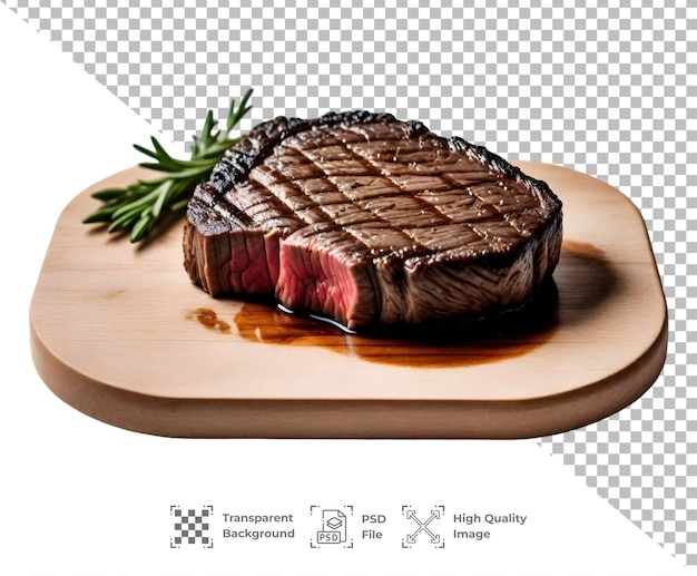 PSD psd a steak on a wooden plate