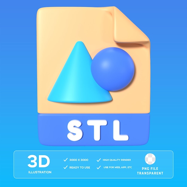 PSD stl file extension 3D Illustration