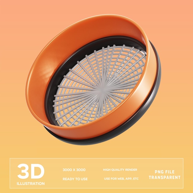 PSD psd strainer 3d illustration