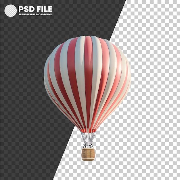 PSD Striped hot air balloon in the sky