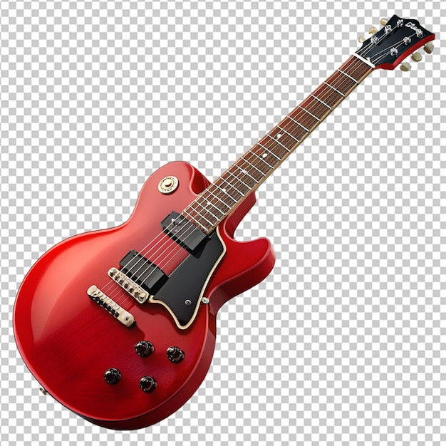 PSD of a stylish red guitar on transparent background