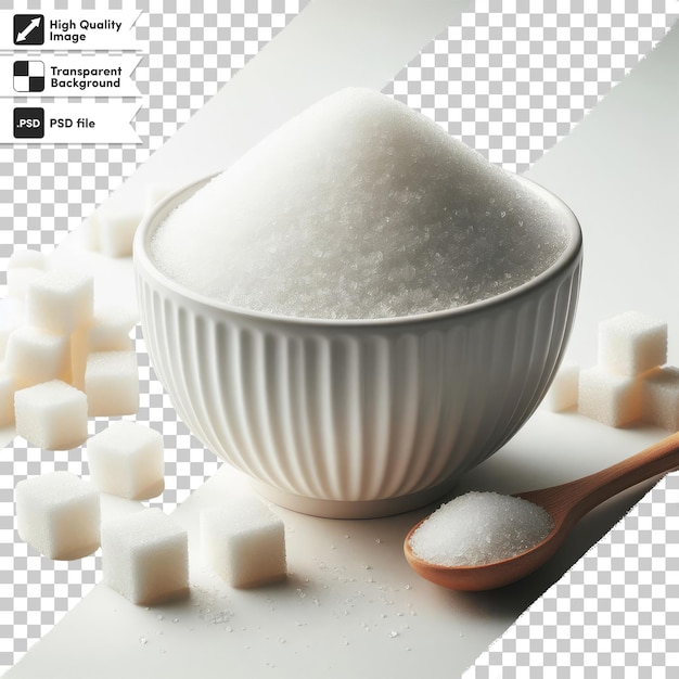 PSD sugar in a bowl on transparent background with editable mask layer