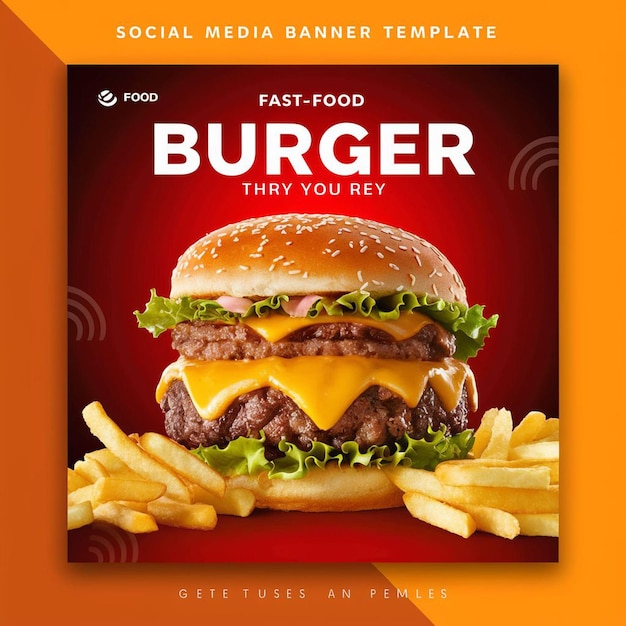 PSD Super Delicious burger food menu and restaurant social media instagram post template