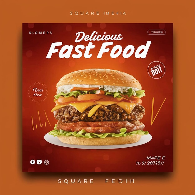 PSD Super Delicious burger food menu and restaurant social media instagram post template