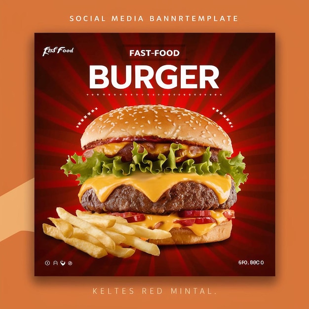 PSD Super Delicious burger food menu and restaurant social media instagram post template