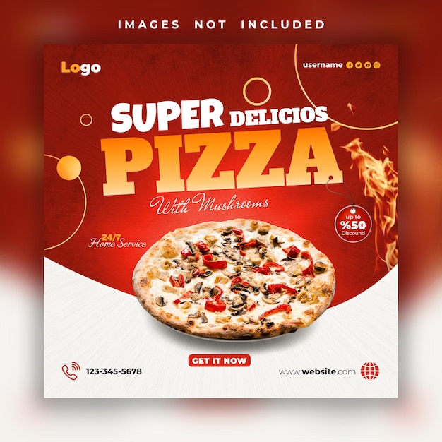 PSD super delicious pizza social media sharing template