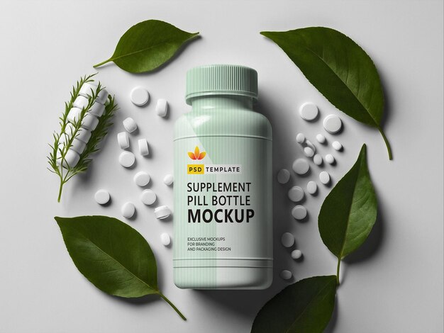 PSD psd supplement pills bottle mockup