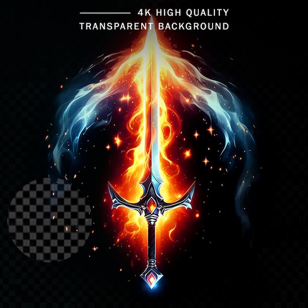 PSD psd sword fire on transparent background