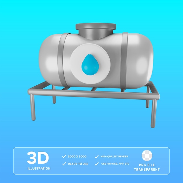 PSD tank of water 3D illustration