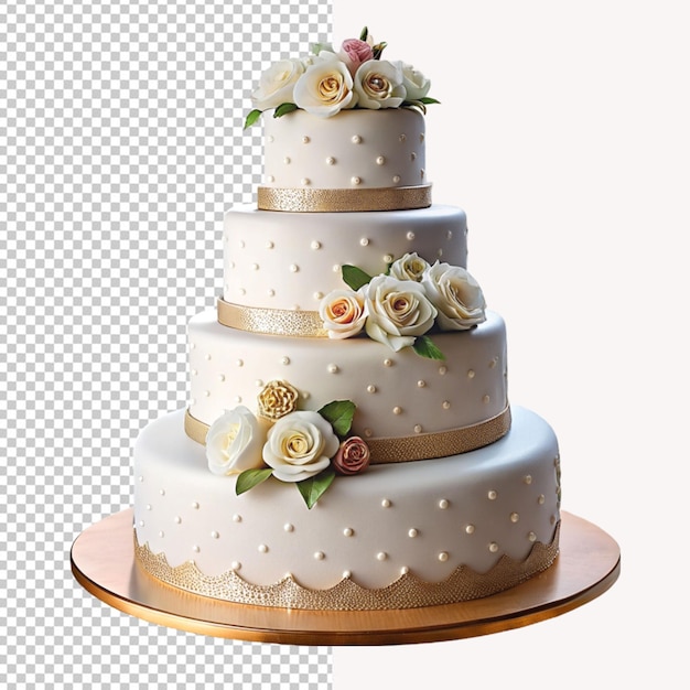 PSD of a tasty wedding fondant cake on transparent background