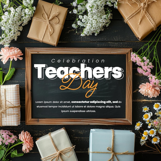 PSD psd teacher day poster banner flyer template