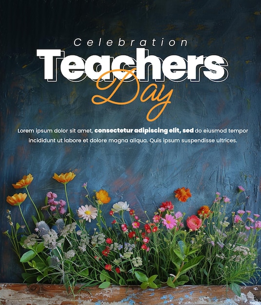 PSD psd teacher day poster banner flyer template