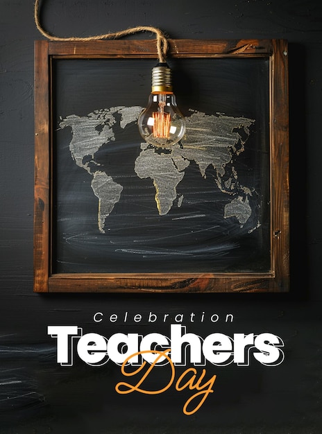 PSD psd teacher day poster banner flyer template