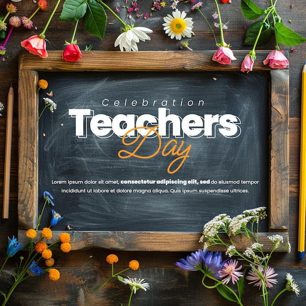 PSD psd teacher day poster banner flyer template