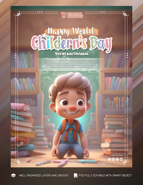 PSD psd template banner and flyer international children's day social media post