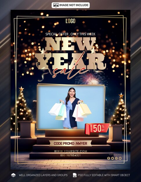 PSD psd template banner and flyer new year eve social media post