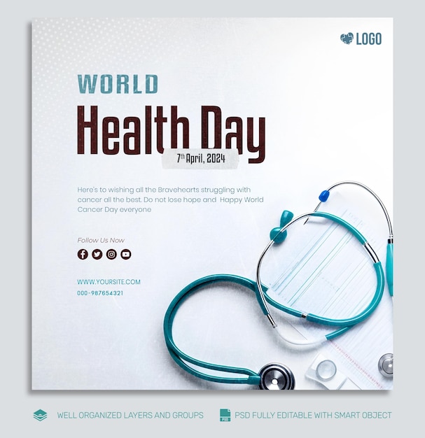 PSD TEMPLATE Banner and Flyer World Health Day social media post