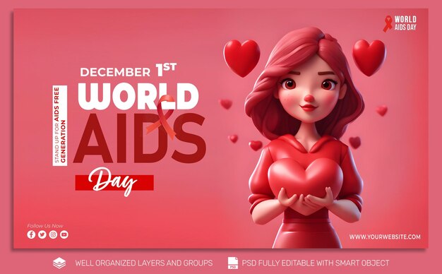 PSD TEMPLATE Banner WORLD AIDS DAY social media post