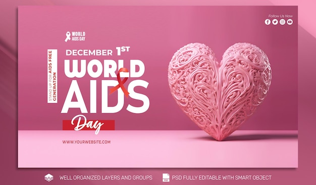 PSD TEMPLATE Banner WORLD AIDS DAY social media post