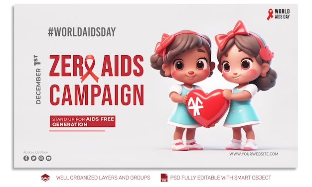 PSD TEMPLATE Banner WORLD AIDS DAY social media post