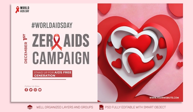 PSD TEMPLATE Banner WORLD AIDS DAY social media post