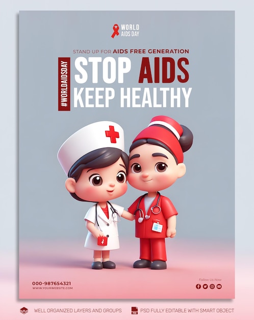 PSD TEMPLATE Banner WORLD AIDS DAY social media post