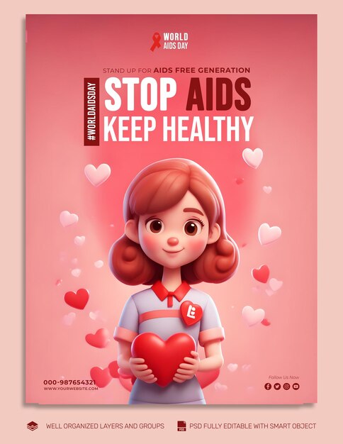 PSD TEMPLATE Banner WORLD AIDS DAY social media post