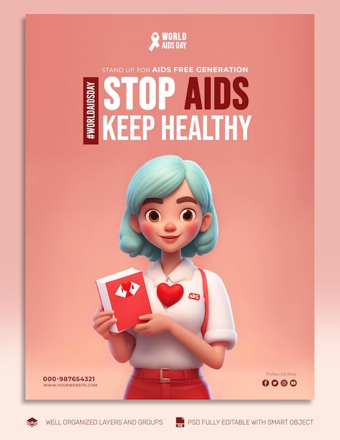 PSD TEMPLATE Banner WORLD AIDS DAY social media post