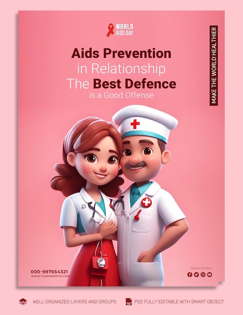 PSD TEMPLATE Banner WORLD AIDS DAY social media post