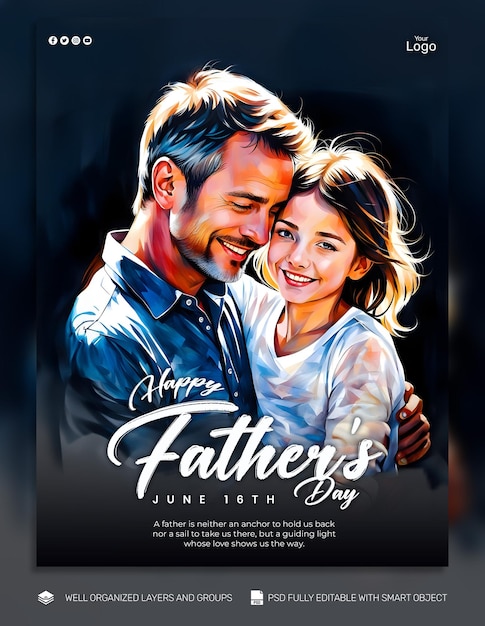 PSD TEMPLATE Flyer Fathers Day social media post