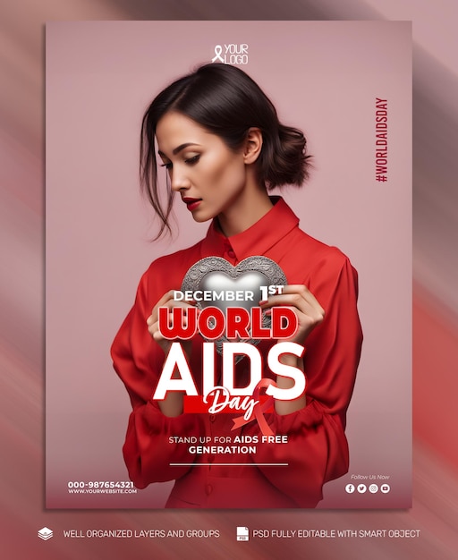 PSD TEMPLATE FLYER World Aids Day social media post