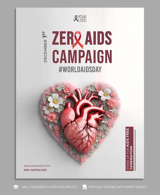 PSD TEMPLATE FLYER World Aids Day social media post