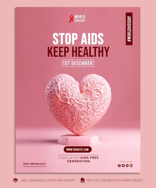 PSD TEMPLATE FLYER World Aids Day social media post