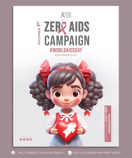 PSD TEMPLATE FLYER World Aids Day social media post