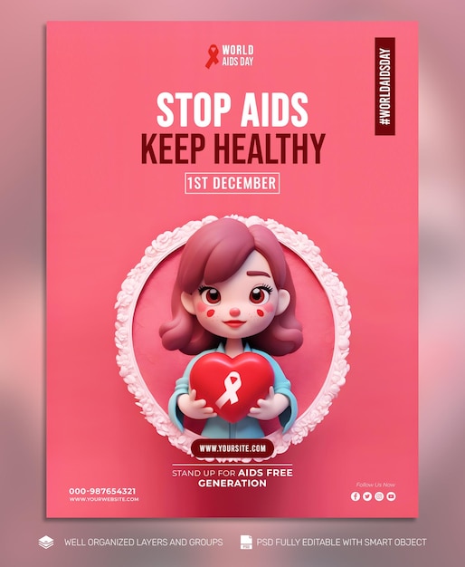 PSD TEMPLATE FLYER World Aids Day social media post