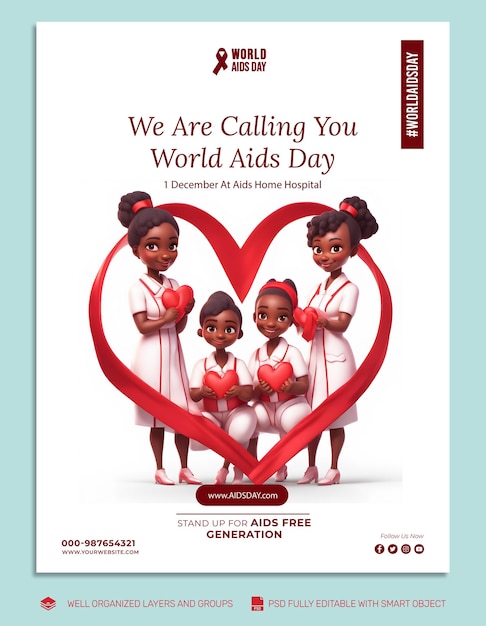 PSD TEMPLATE FLYER World Aids Day social media post