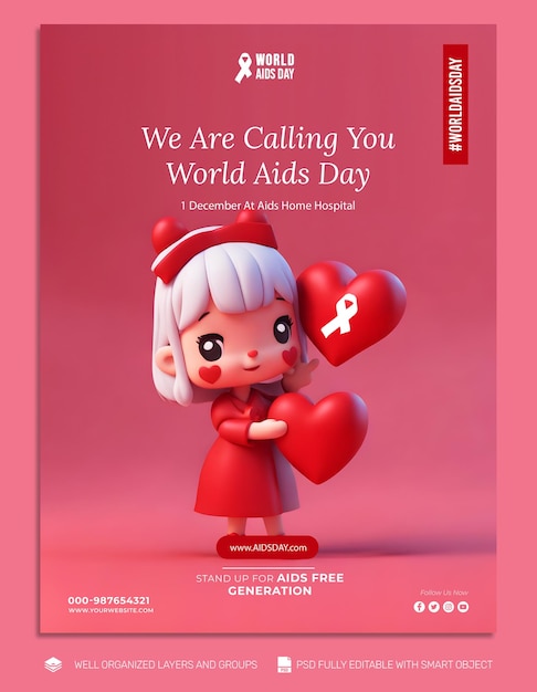 PSD TEMPLATE FLYER World Aids Day social media post