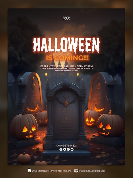 PSD TEMPLATE Halloween social media post Feed Flyer Banner