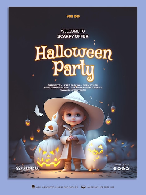 PSD TEMPLATE Halloween social media post Feed Flyer Banner