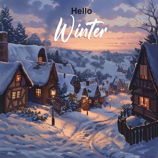 PSD Template for Hello Winter Background