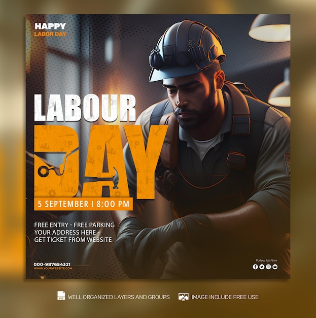 PSD TEMPLATE Labor Day social media post Feed Flyer Banner