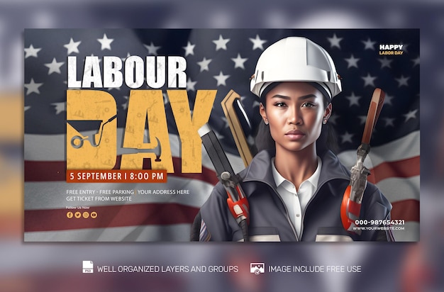 PSD TEMPLATE Labor Day social media post Feed Flyer Banner