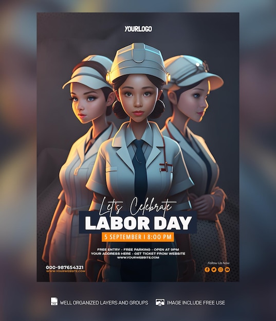 PSD TEMPLATE Labor Day social media post Feed Flyer Banner